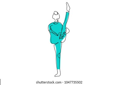 continuous line drawing of woman exercise yoga vector illustration