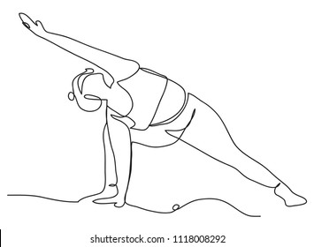 continuous line drawing of woman exercise yoga vector illustration