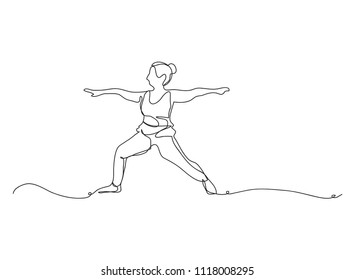 continuous line drawing of woman exercise yoga vector illustration
