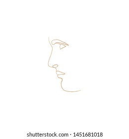 Continuous line, drawing of woman face with earring , fashion concept, woman beauty minimalist, vector illustration for t-shirt, slogan design print graphics style. One line fashion illustration