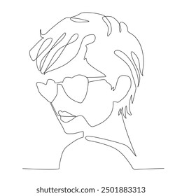 continuous line drawing of a woman face, One line art.