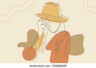 continuous line drawing of woman fashion with modern minimalist style design