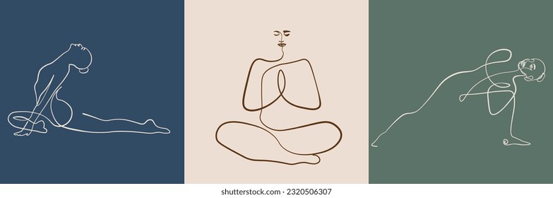 continuous line drawing of a woman fitness yoga concept vector health illustration