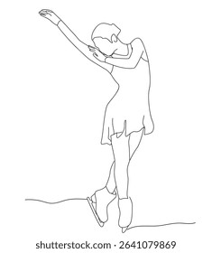  Continuous line drawing of woman ice skating 