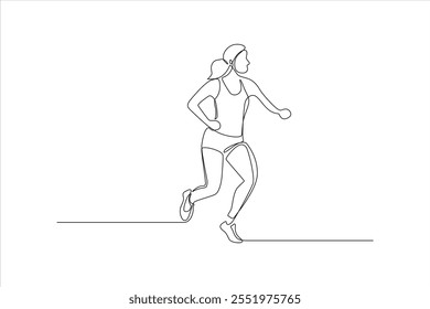 Dibujo de línea continua de una mujer trotando. (1)