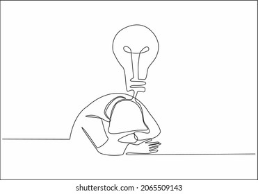 
continuous line drawing of a woman looking for ideas. Vector illustration
