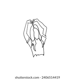 Continuous Line Drawing Woman makes a Hand Gesture of Love. Illustration Icon Vector