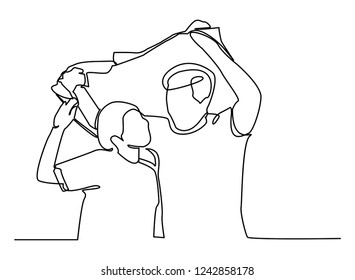 continuous line drawing of woman with man wedding couple concept greeting card vector illustration