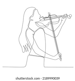 
continuous line drawing woman playing violin vector illustration