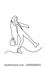 Dibujo continuo de una mujer posando. Ilustración de vector