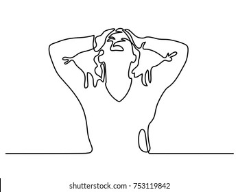 Continuous line drawing  Woman screaming in despair  Vector illustration