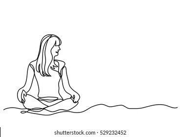 continuous line drawing of woman sitting on sand