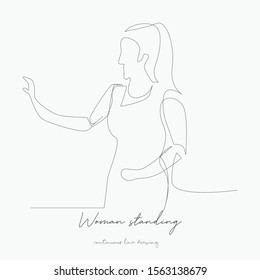 continuous line drawing. woman standing. simple vector illustration. woman standing concept hand drawing sketch line.