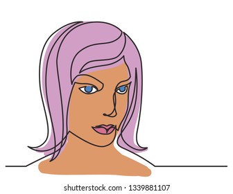 continuous line drawing of woman thinking on white background