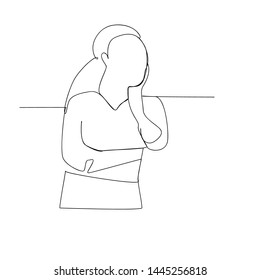 continuous line drawing of woman thinking. isolated sketch drawing of woman thinking line concept. outline thin stroke vector illustration