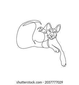 continuous line drawing of woman walking exercise with dog. One continuous single drawing line art doodle girl dog young female animal fashion friend. Isolated flat illustration hand draw contour.