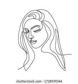 Continuous Line Drawing Womans Face Set Stock Vector (Royalty Free ...