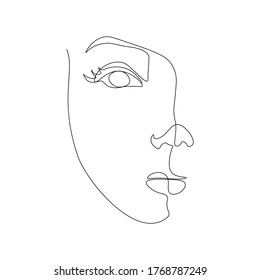 Continuous Line Drawing Womans Face Fashion Stock Vector (Royalty Free ...