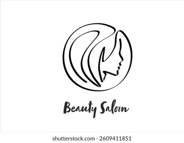 Continuous line drawing of woman's face set and hairstyles. Portrait of a Beautiful Woman's face. Beauty Saloon Concept. Fashion beauty model with a white background