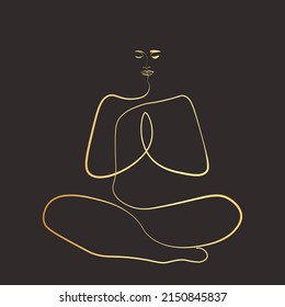 continuous line drawing of a woman's fitness yoga concept vector health illustration.
It's International Day of Yoga.