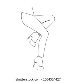 continuous line drawing of a woman's legs wearing high heels fashion vector illustration