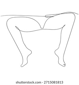 Dibujo de línea continua de las piernas de la mujer en calcetines largos. Dibujo de línea de una mujer de moda urbana. Ilustración vectorial de una sola línea. Fondo blanco aislado