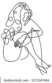 Continuous line drawing of woman's silhouette