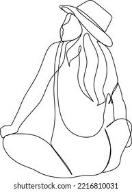 Continuous line drawing of woman's silhouette