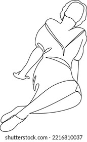 Continuous line drawing of woman's silhouette
