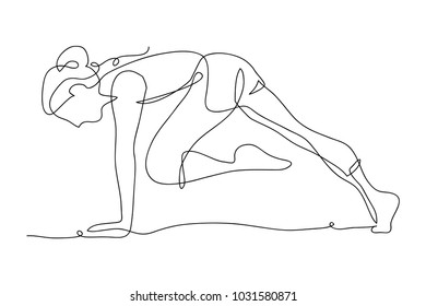 continuous line drawing of women fitness yoga fitness vector illustration