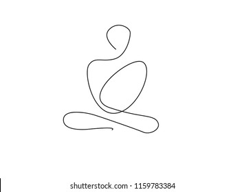 continuous line drawing of women fitness yoga concept vector health illustration