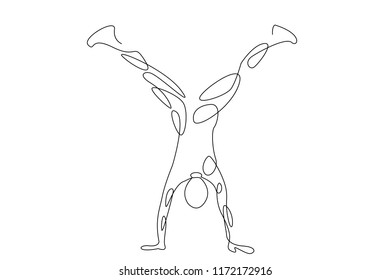 continuous line drawing of women fitness yoga concept vector health illustration