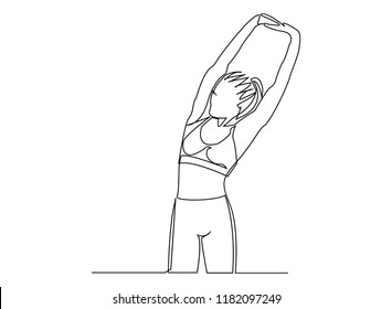 continuous line drawing of women fitness yoga concept vector health illustration