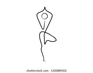 continuous line drawing of women fitness yoga concept vector health illustration