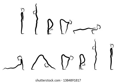 continuous line drawing of women fitness yoga concept vector health illustration