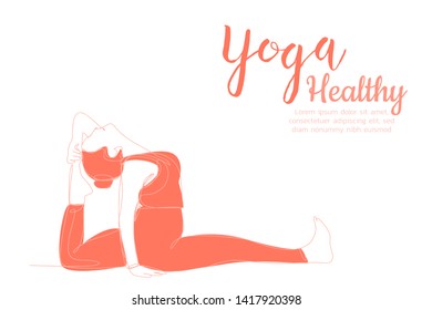 continuous line drawing of women fitness yoga concept vector health illustration