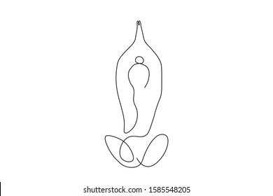 continuous line drawing of women fitness yoga concept. vector health illustration.