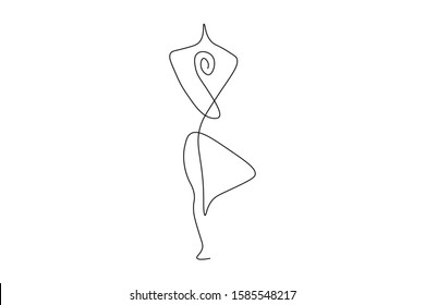 continuous line drawing of women fitness yoga concept. vector health illustration.