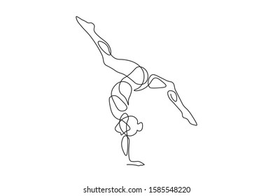 continuous line drawing of women fitness yoga concept. vector health illustration.