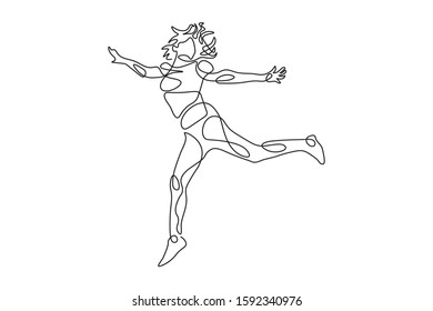 continuous line drawing of women fitness yoga concept.  health illustration.