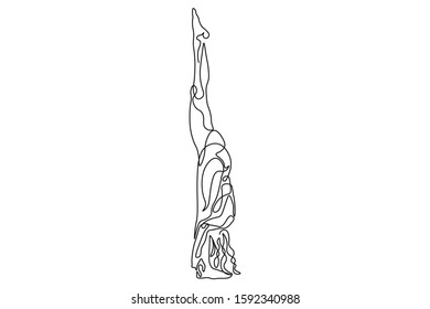 continuous line drawing of women fitness yoga concept.  health illustration.