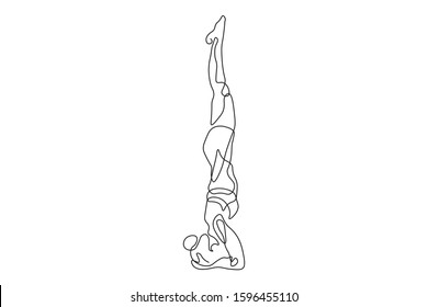 continuous line drawing of women fitness yoga concept vector health illustration