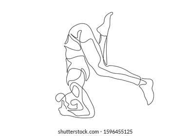continuous line drawing of women fitness yoga concept vector health illustration
