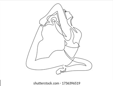 continuous line drawing of women fitness yoga concept vector health illustration