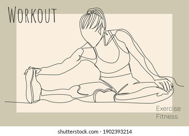 continuous line drawing of women fitness yoga concept. vector health illustration.