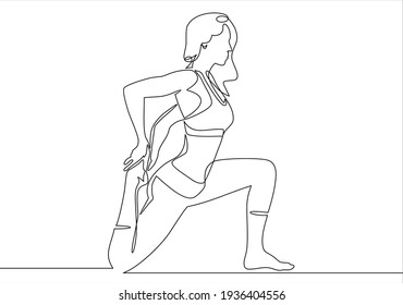 continuous line drawing of women fitness yoga concept vector health illustration