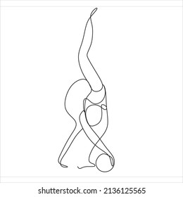 continuous line drawing of women fitness yoga concept. vector health illustration.