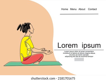 continuous line drawing of women fitness yoga concept vector health illustration