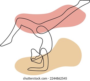 continuous line drawing of women fitness yoga concept. vector health illustration.