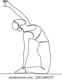 continuous line drawing of women fitness yoga concept vector health illustration